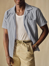 French Blue/White Double Stripe Wornwell One Pocket Shirt
