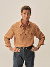 Burnt Orange Sunset Rayon Western Shirt