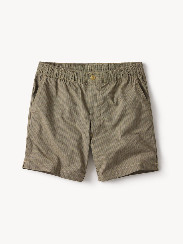 Khaki Minicheck 6\" Deck Short