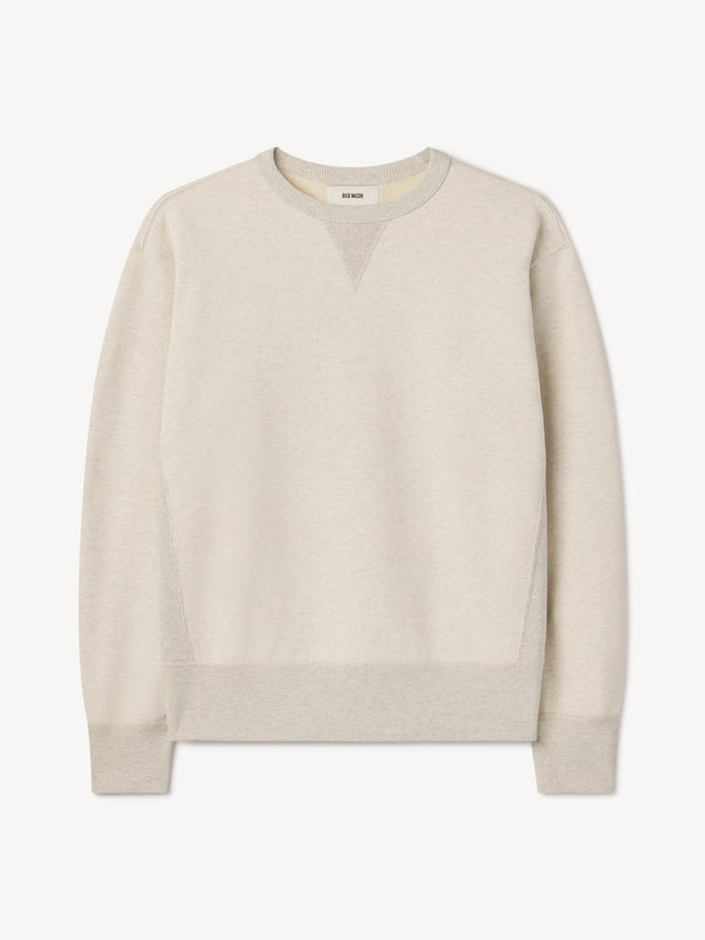 Two Tone Heather Oat Welterweight Double V Crew Sweatshirt