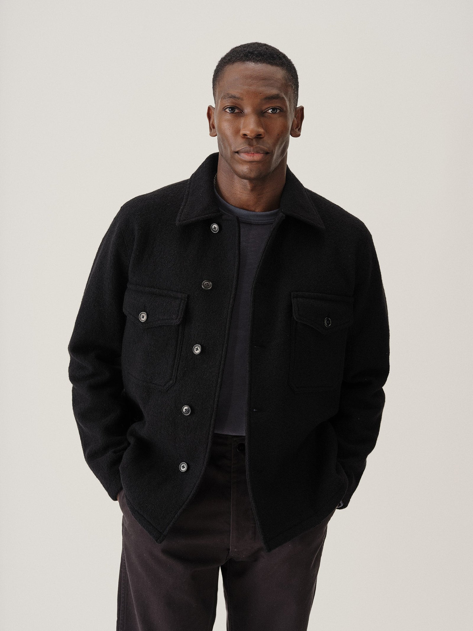 Black Felted Field Shirt