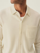 Ecru California Cashmere Collared Cardigan