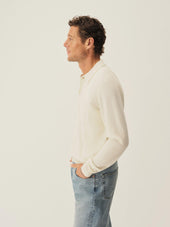 Ecru California Cashmere Collared Cardigan
