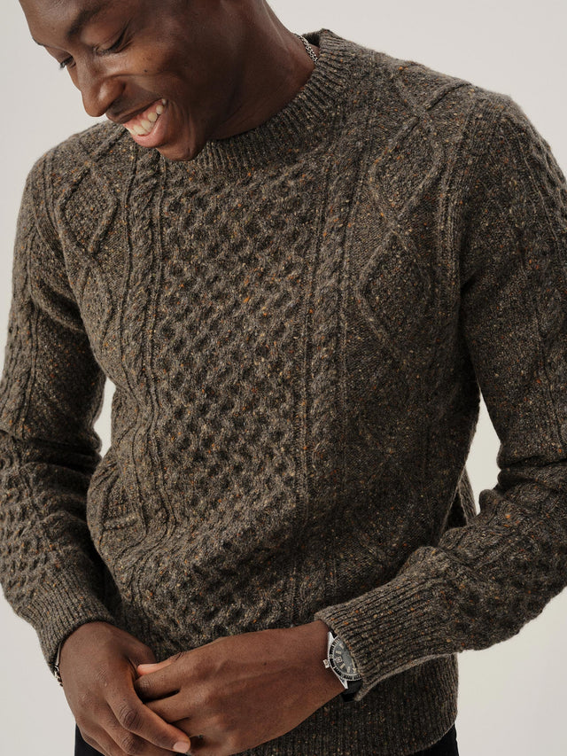 Timber Irish Donegal Wool Cable Crew