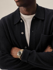 Dark Navy Heritage Wool Collared Cardigan