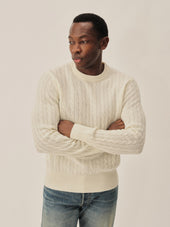 Natural California Cashmere Cable Crew