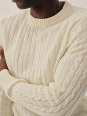 Natural California Cashmere Cable Crew