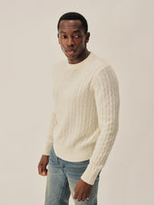 Natural California Cashmere Cable Crew