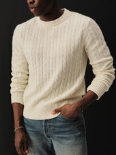 Natural California Cashmere Cable Crew