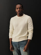 Natural California Cashmere Cable Crew
