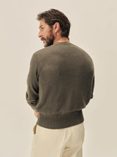 Coastal Pine Biella Linen Wool V-Neck