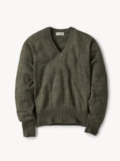 Coastal Pine Biella Linen Wool V-Neck