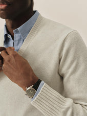 Natural Biella Linen Wool V-Neck