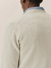Natural Biella Linen Wool V-Neck