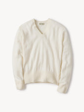 Natural Biella Linen Wool V-Neck