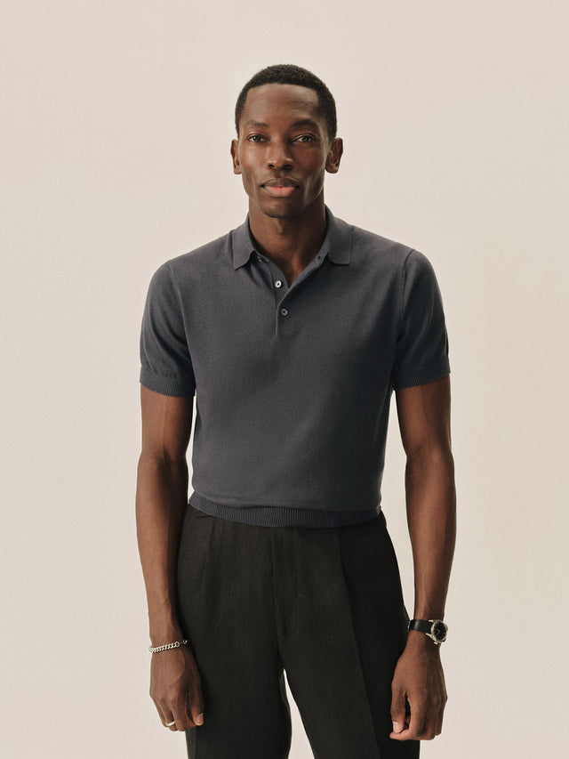 Faded Indigo Como Cashmere Polo