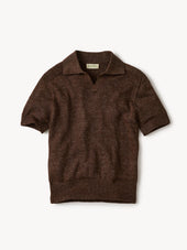 Dark Brown Biella Linen Wool Polo