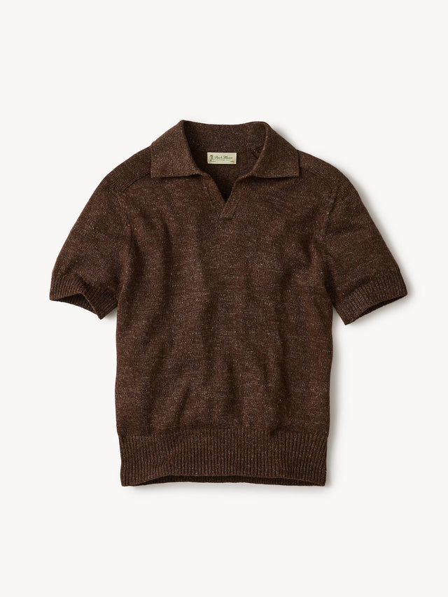 Dark Brown Biella Linen Wool Polo