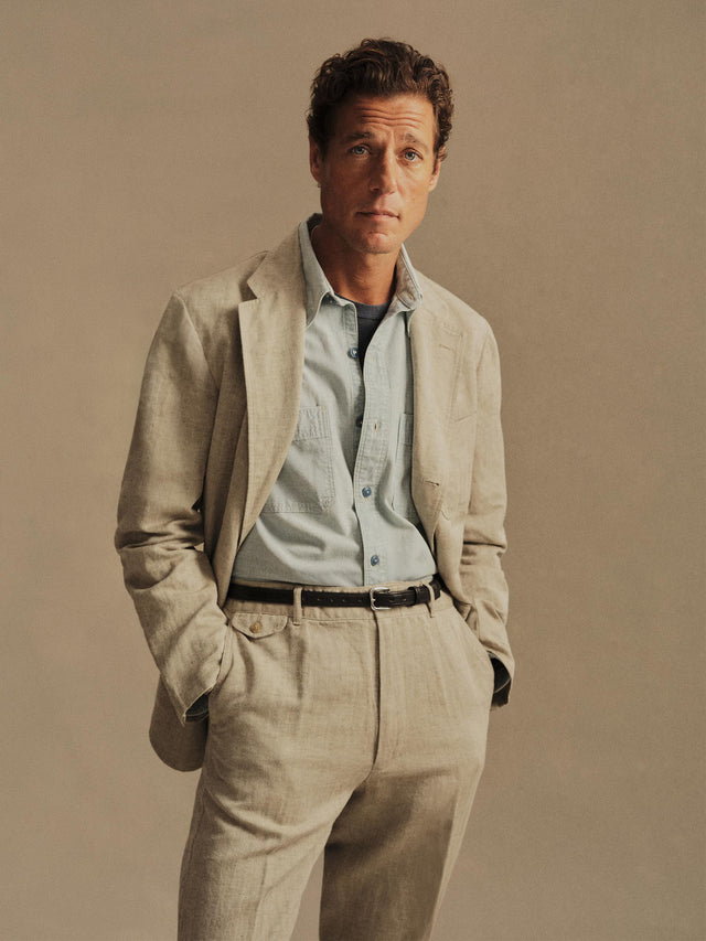 Natural / Grey HBT Capitola Linen Carry-On Jacket