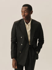 Linen Herringbone Hollywood Double Breasted Jacket