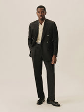Linen Herringbone Hollywood Double Breasted Blazer