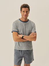 Heather Navy Welterweight Ringer Tee