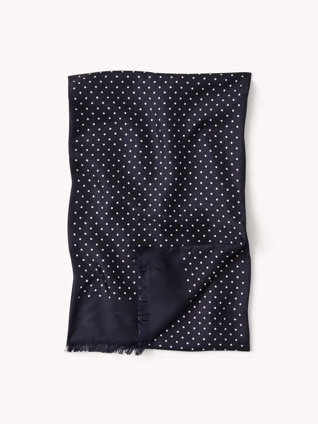 Navy Polka Dot Italian Silk Scarf