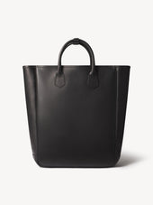Black Italian Leather Carry-All Tote