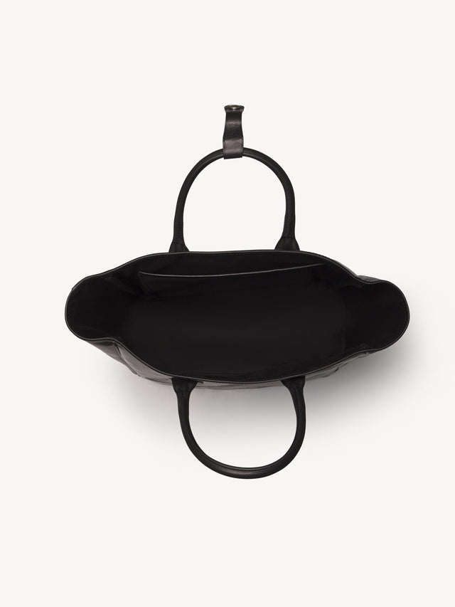 Black Italian Leather Carry-All Tote