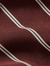 Burgundy Road Stripe Italian Silk Woven Tie
