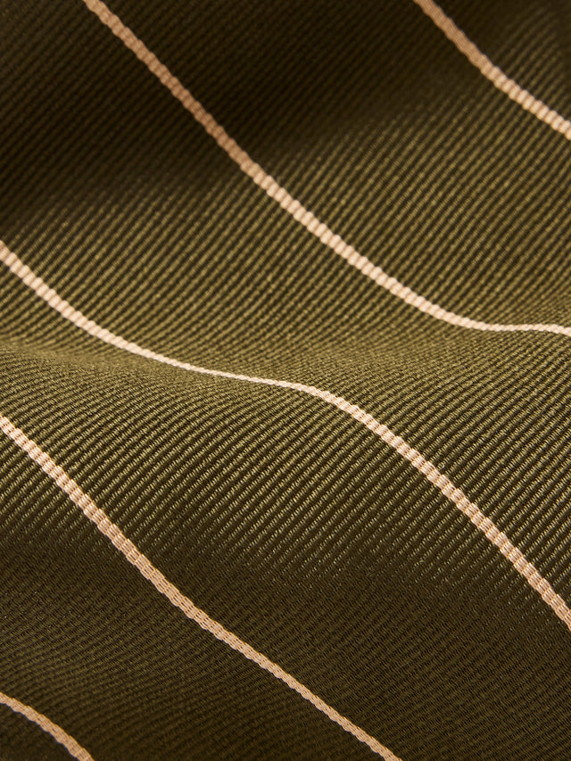 Olive Pencil Stripe Italian Silk Woven Tie