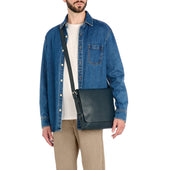 Brolio Messenger Da Uomo In Pelle Invecchiata Colore Blu Mezzanotte