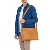 Brolio Messenger Da Uomo In Pelle Invecchiata Colore Naturale