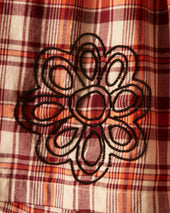 Beaded Floral Madras Shorts Red