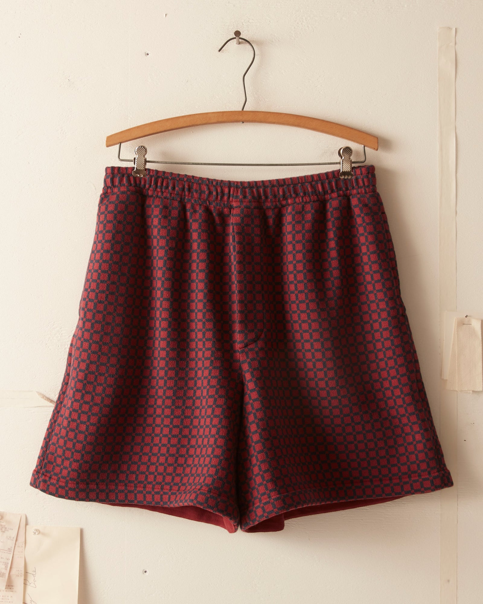 Checker Jacquard Rugby Short And Maroon