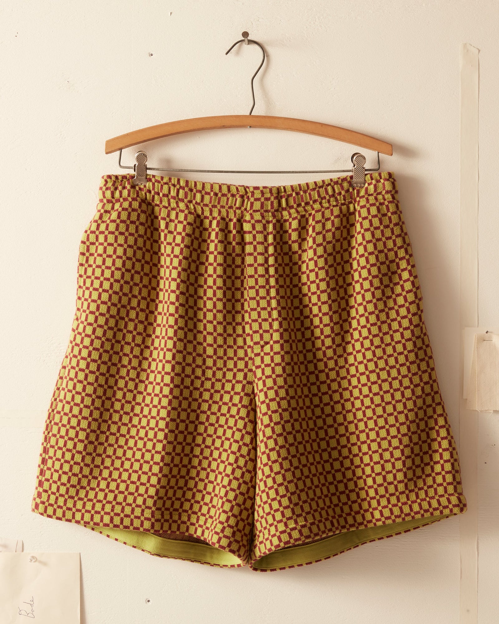 Checker Jacquard Rugby Short Green And Maroon