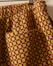 Checker Jacquard Rugby Short Green And Maroon