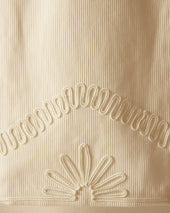 Floral Cording Trousers - White