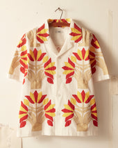 Foliage Appliqu Short Sleeve Shirt