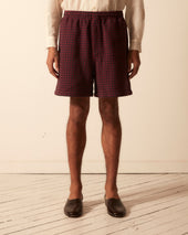 Checker Jacquard Rugby Short And Maroon
