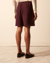 Checker Jacquard Rugby Short And Maroon