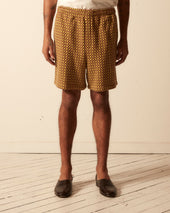 Checker Jacquard Rugby Short Green And Maroon