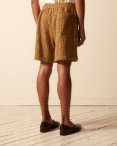 Checker Jacquard Rugby Short Green And Maroon