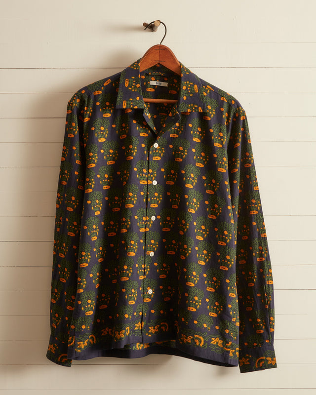 Trellis Block Print Long Sleeve Shirt