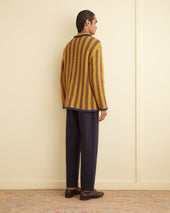 Bold Stripe Cardigan Gold
