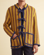 Bold Stripe Cardigan Gold