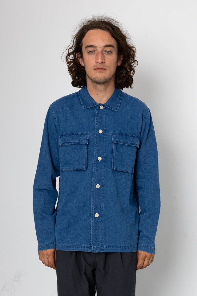 Bones Overshirt - Indigo Herringbone
