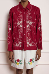 French Tea Towel Embroidered Shirt