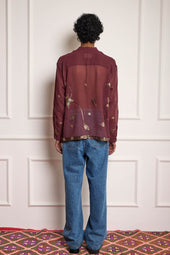 Sequin Embroidered Silk Shirt
