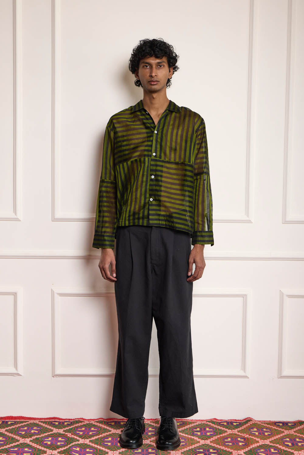 Silk Patchwork Shirt Green